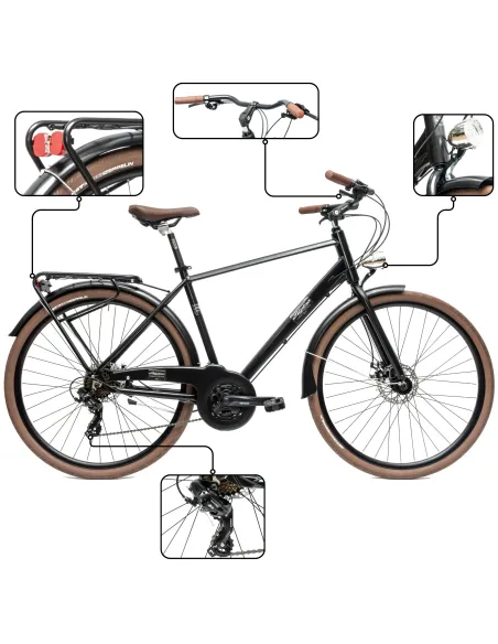 Rower Męski Miejski Koła 28" Aluminium Tarcze Oświetlenie Stopka Shimano