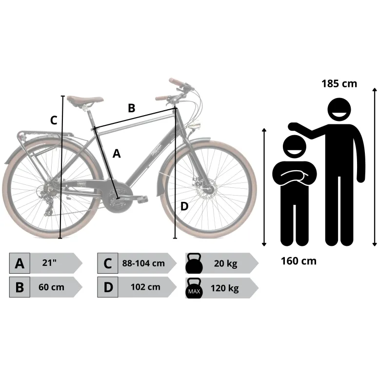Rower Męski Miejski Koła 28" Aluminium Tarcze Oświetlenie Stopka Shimano