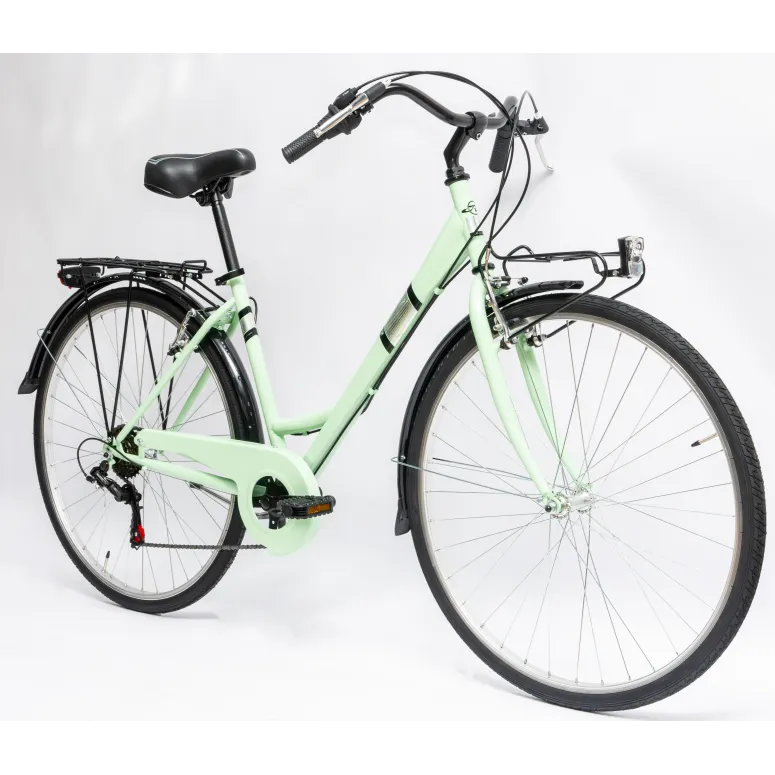 Rower Miejski Damski 28" Stal V-brake 6-biegów Revo Światła Dzwonek Stopka