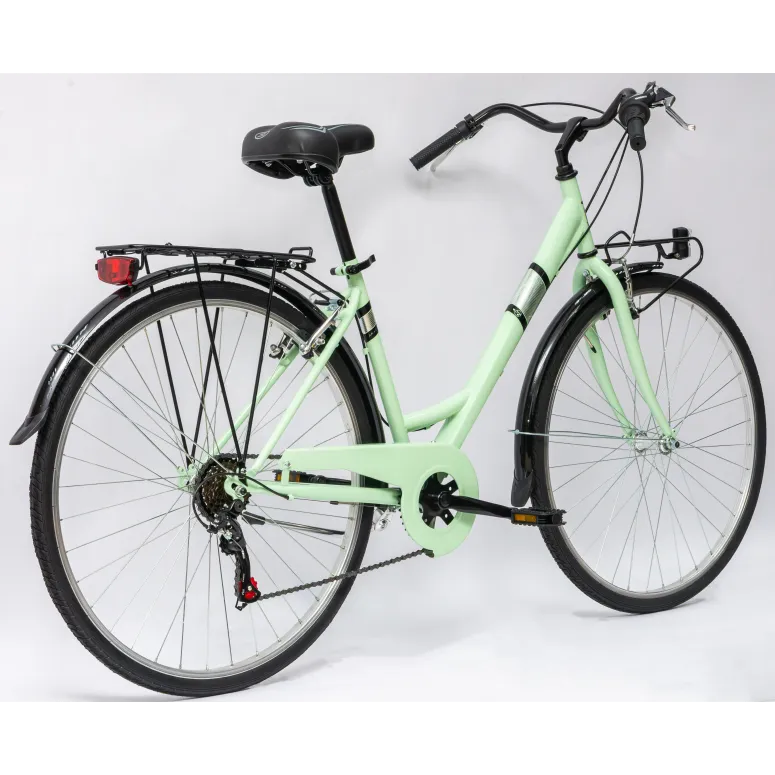 Rower Miejski Damski 28" Stal V-brake 6-biegów Revo Światła Dzwonek Stopka