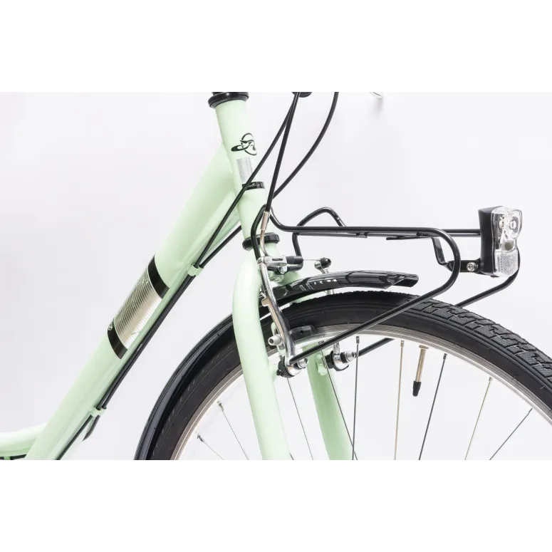 Rower Miejski Damski 28" Stal V-brake 6-biegów Revo Światła Dzwonek Stopka