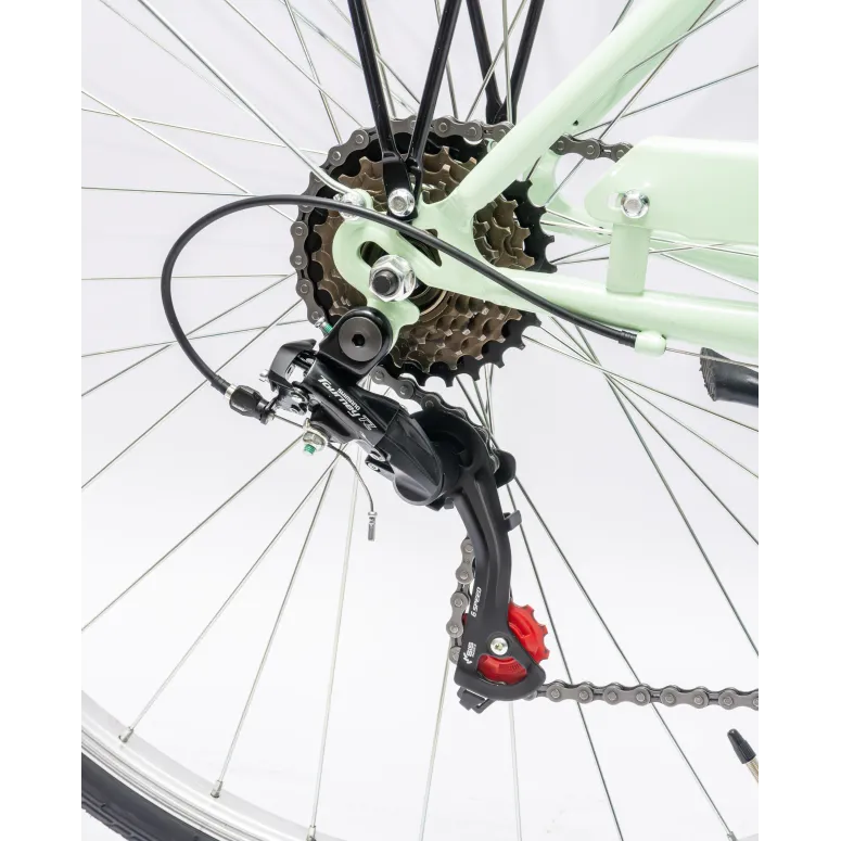 Rower Miejski Damski 28" Stal V-brake 6-biegów Revo Światła Dzwonek Stopka