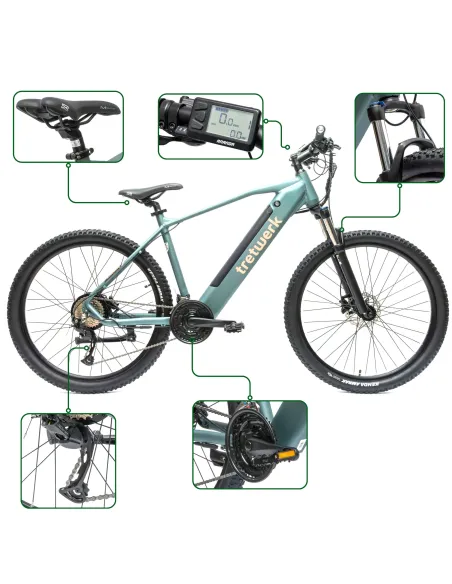 Rower Elektryczny Męski Damski Górski 27,5" MTB Shimano Alivio 250 W LCD
