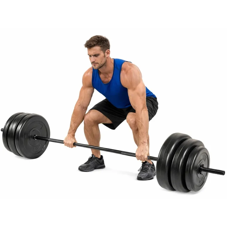 Sztanga Gryf z Obciążeniem 45kg (100lb) Winyl Hantle Siłownia Domowa 5FT