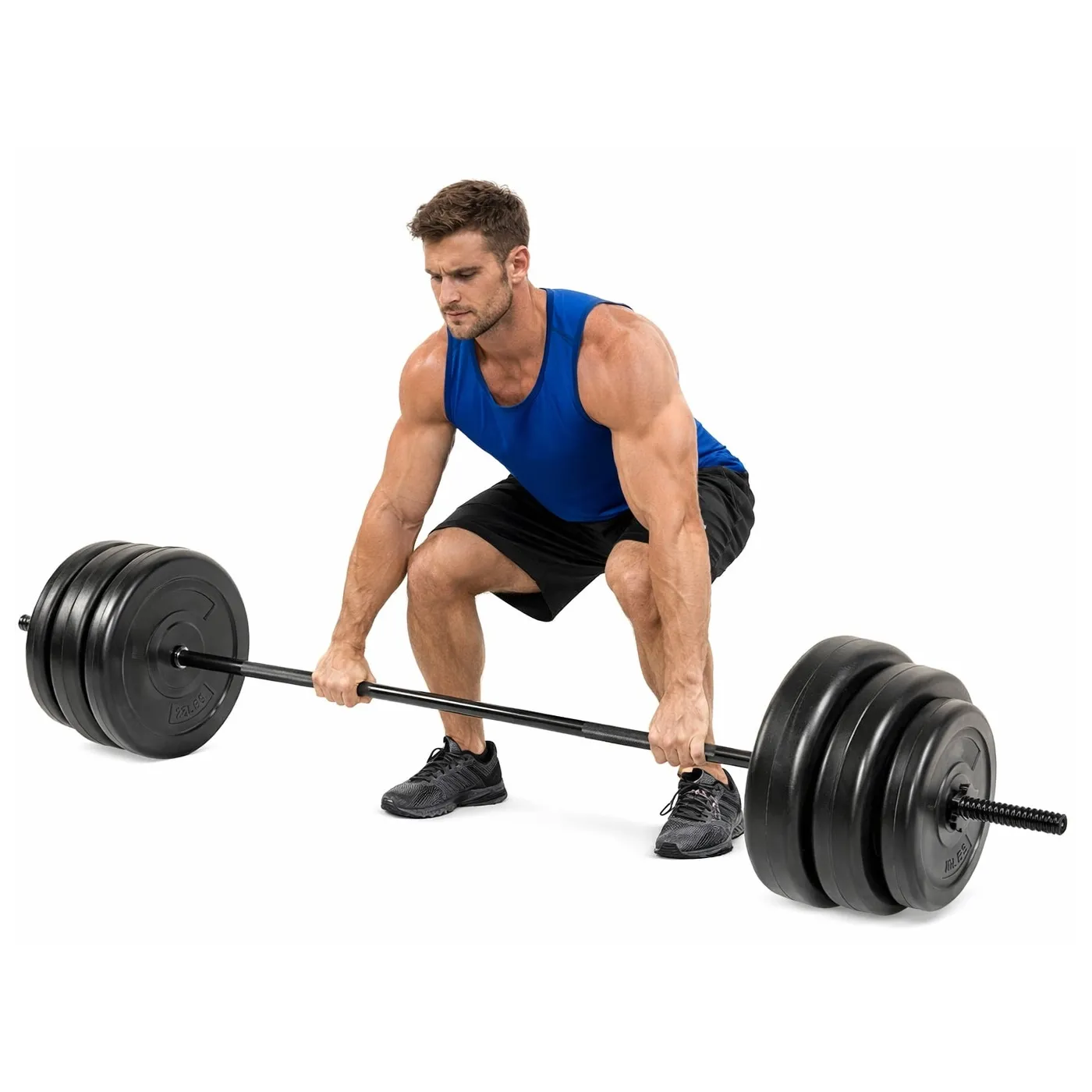 Sztanga Gryf z Obciążeniem 45kg (100lb) Winyl Hantle Siłownia Domowa 5FT