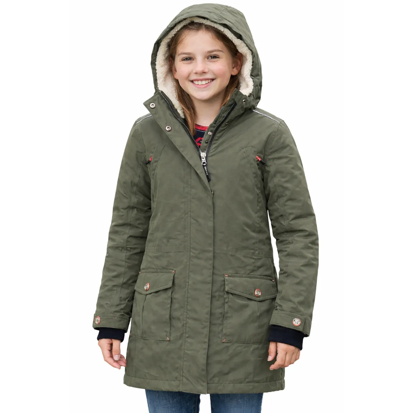 Kurtka Dziewczęca Płaszcz Killtec Odpinany Kaptur Ciemnooliwkowa r. US 12