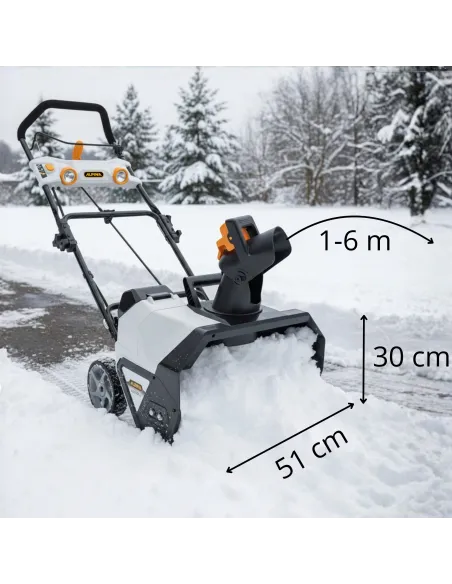 Odśnieżarka Akumulatorowa ALPINA AS 5148 Li 51cm Wyrzut 1-6m 180° Lampy LED