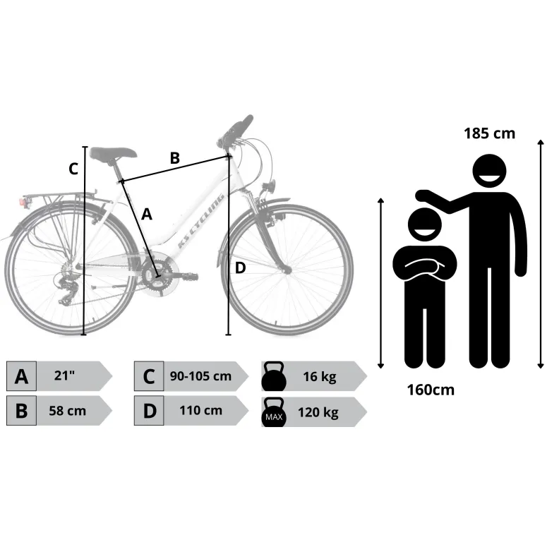 Rower Damski Trekkingowy 28" ALU SHIMANO 21 Biegów Światła Bagażnik Stopka