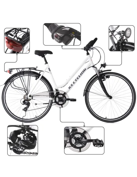 Rower Damski Trekkingowy 28" ALU SHIMANO 21 Biegów Światła Bagażnik Stopka