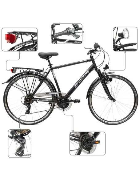 Męski Rower Trekkingowy 28 Turystyczny Amortyzacja Przedni Widelec Stalowy