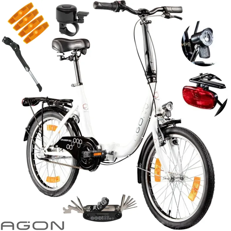 Rower Damski Męski Składany 20" SHIMANO Nexus Miejski Składak Oświetlenie