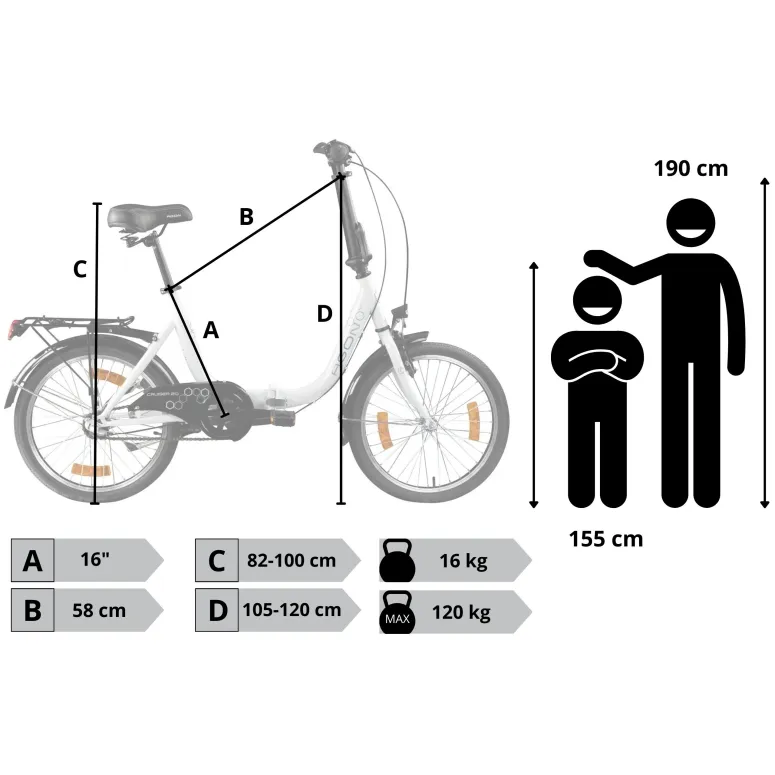 Rower Damski Męski Składany 20" SHIMANO Nexus Miejski Składak Oświetlenie