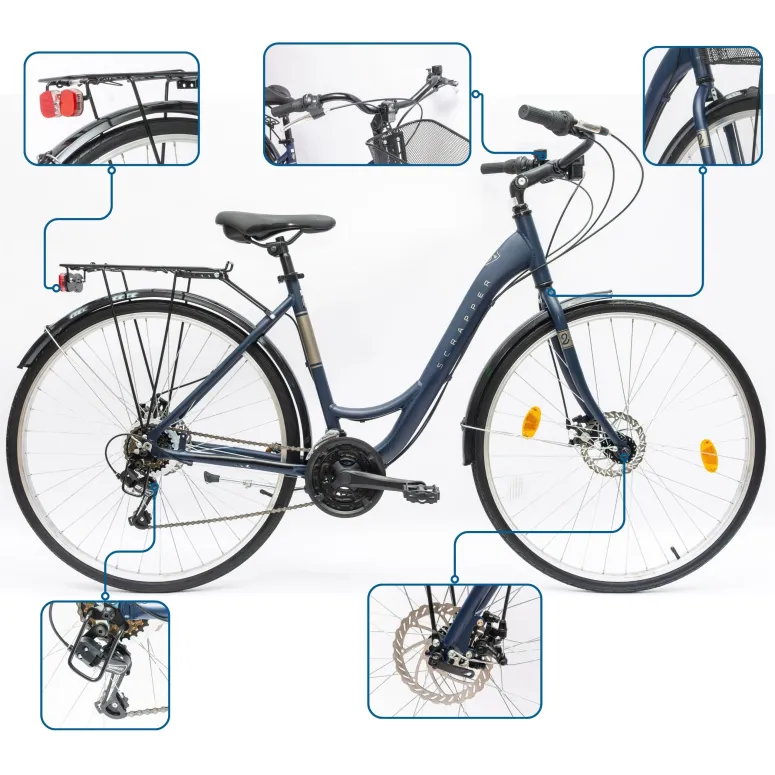 Rower Damski Miejski 28" SHIMANO Aluminium Tarcze Bagażnik Błotniki Stopka