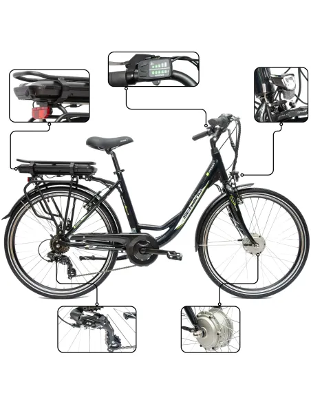 Elektryczny Rower Miejski 26 Damski Wspomaganie ALU Damka 7 Biegów Błotniki
