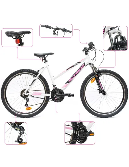 Rower Damski Dziewczęcy MTB 26" Górski Power + Stopka Odblaski
