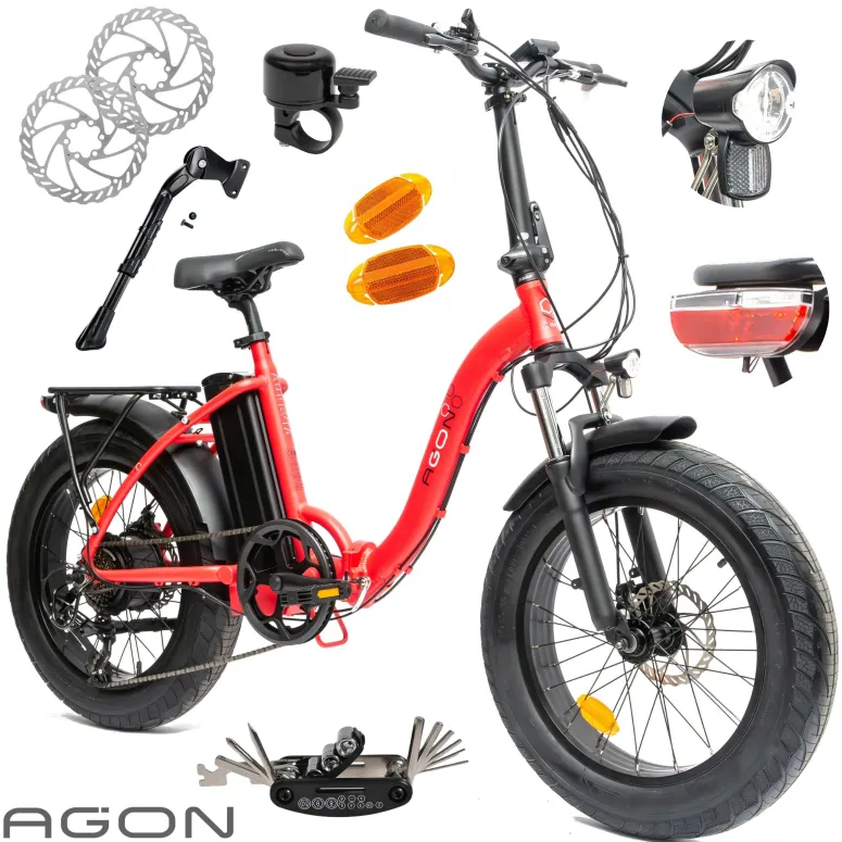 Rower Elektryczny Damski Męski Składany FATBIKE 20x4.0" ALU Shimano Światła