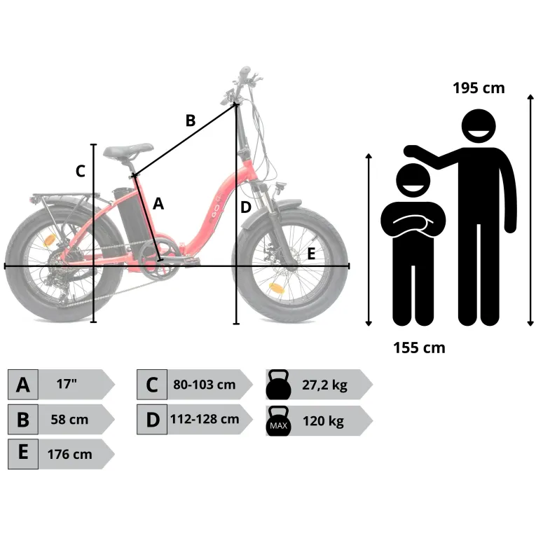Rower Elektryczny Damski Męski Składany FATBIKE 20x4.0" ALU Shimano Światła