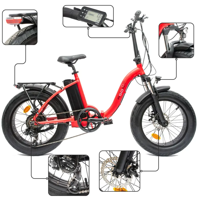 Rower Elektryczny Damski Męski Składany FATBIKE 20x4.0" ALU Shimano Światła