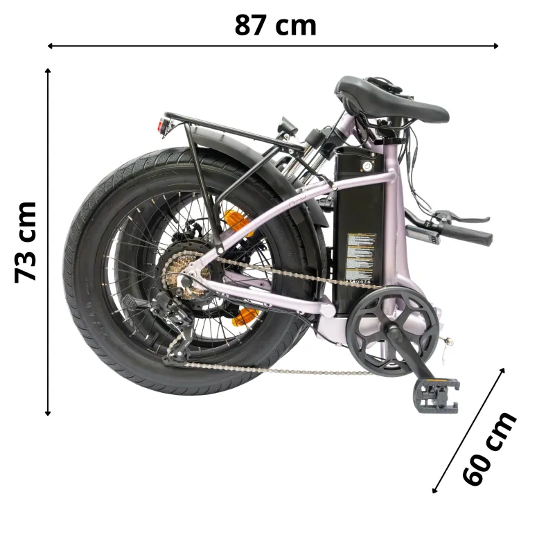 Rower Elektryczny Damski Męski Składany Fatbike 20" SHIMANO Tarcze Składak