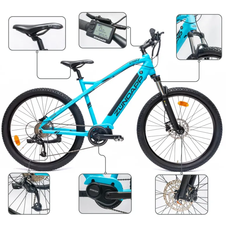 Rower Elektryczny Męski Damski Górski 27,5" SHIMANO 250 W MTB LCD Alu Amory