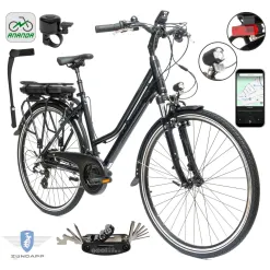 Rower Elektryczny Damski Trekkingowy 28" SHIMANO Aplikacja 2025 LCD 250 W