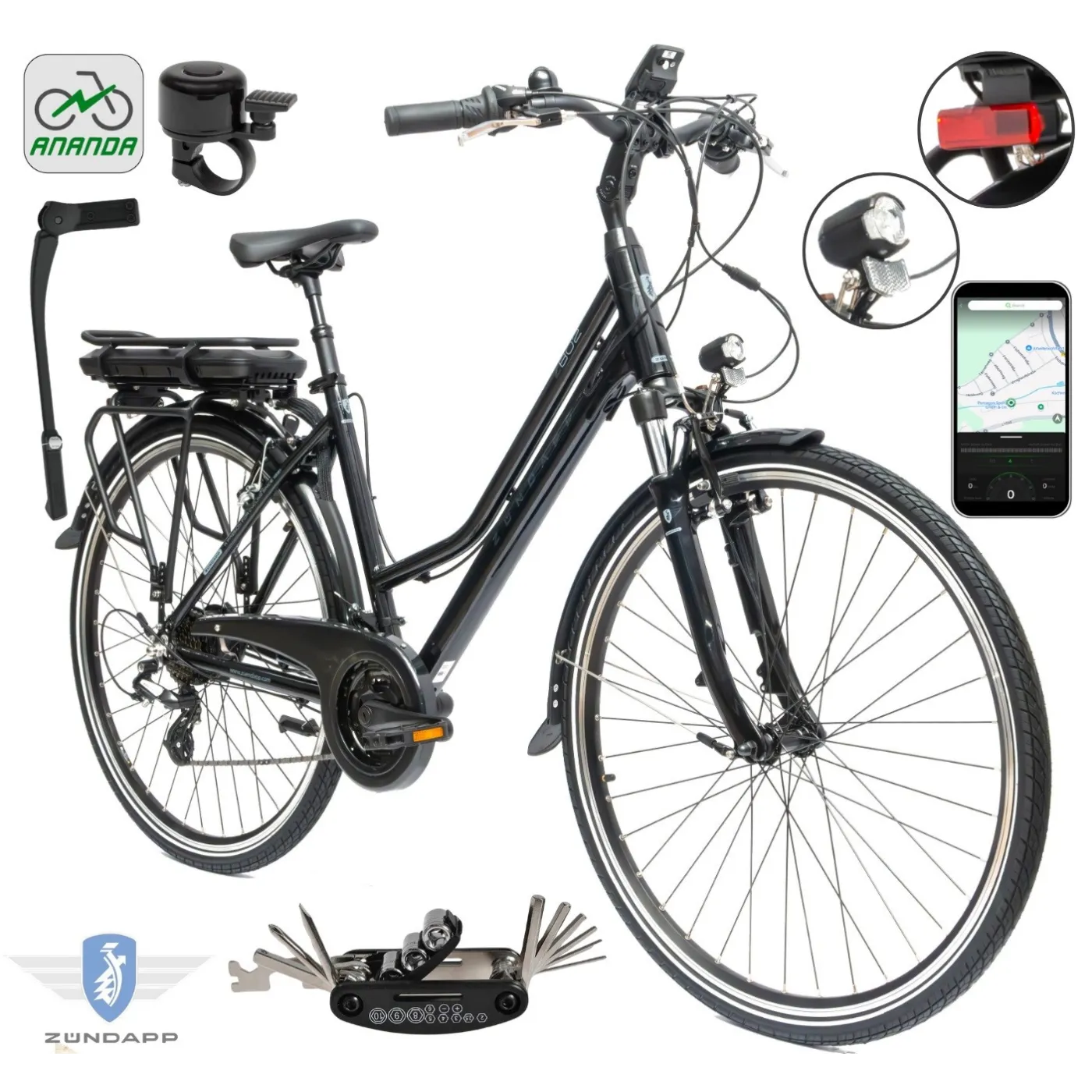 Rower Elektryczny Damski Trekkingowy 28" SHIMANO Aplikacja 2025 LCD 250 W