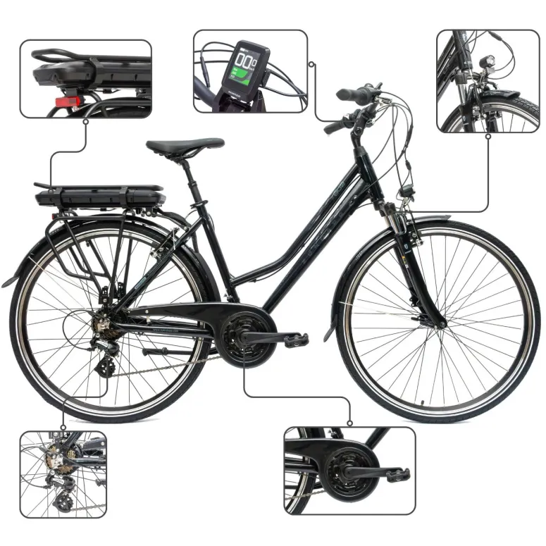 Rower Elektryczny Damski Trekkingowy 28" SHIMANO Aplikacja 2025 LCD 250 W