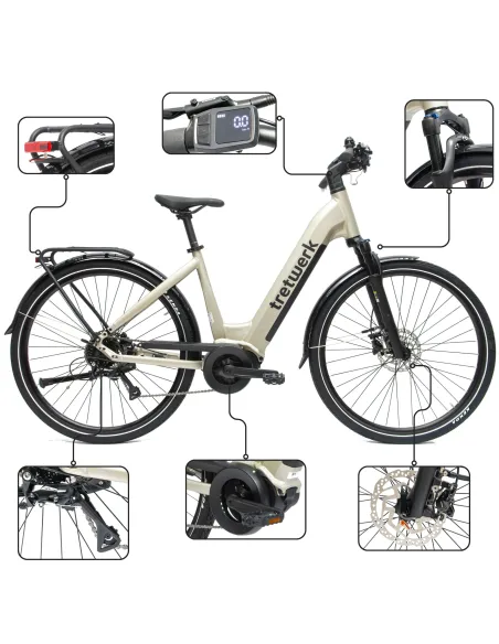 Rower Elektryczny Damski Miejski 28" SHIMANO 250 W LCD Aplikacja NFC 2025