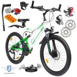 Rower Górski Dziecięcy Chłopięcy MTB Koła 24" Tarcze Full Amory Oświetlenie