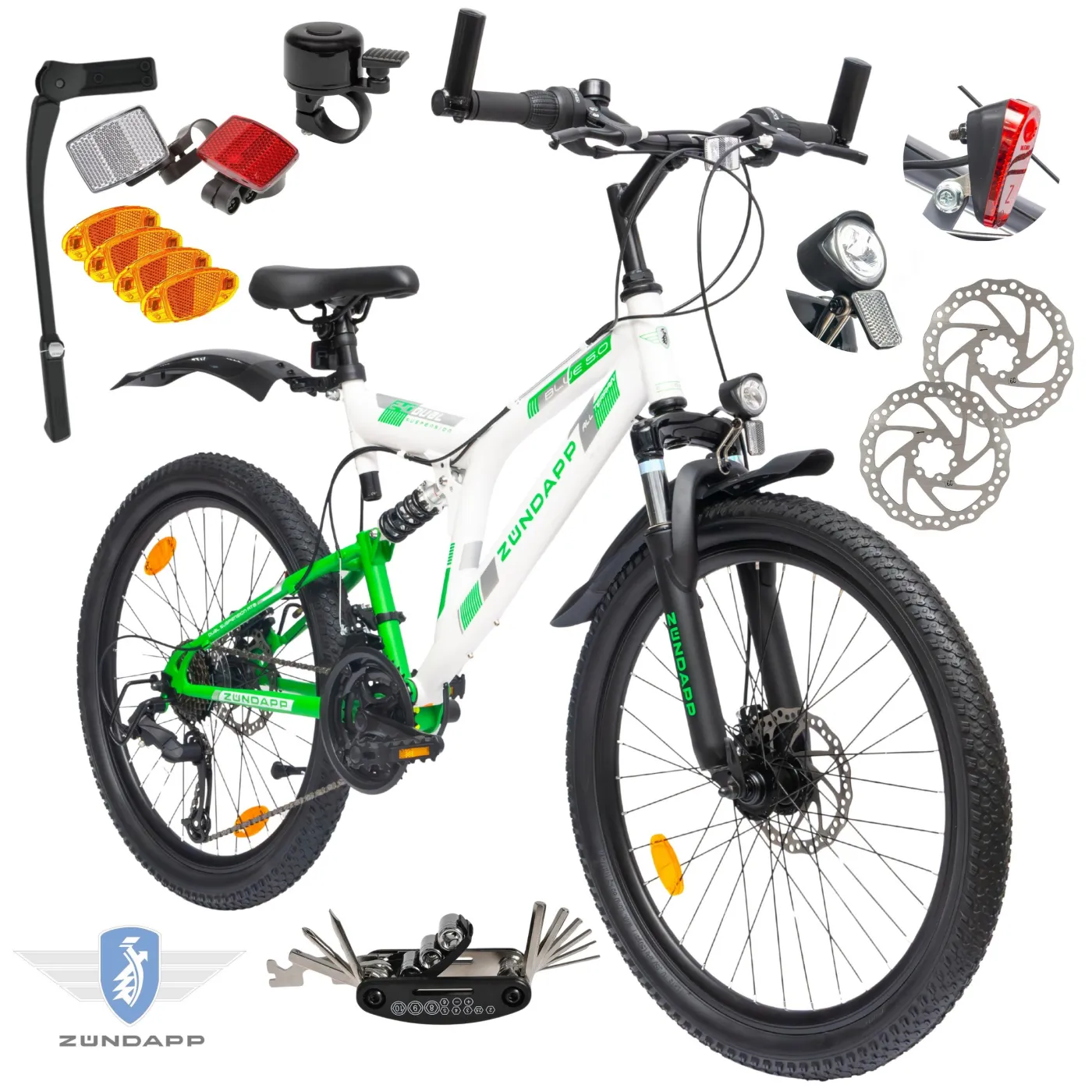 Rower Górski Dziecięcy Chłopięcy MTB Koła 24" Tarcze Full Amory Oświetlenie