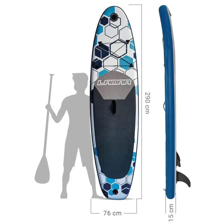 Deska SUP do Pływania Dmuchana Lamar Stand Up Paddle 290 Zestaw Akcesoria