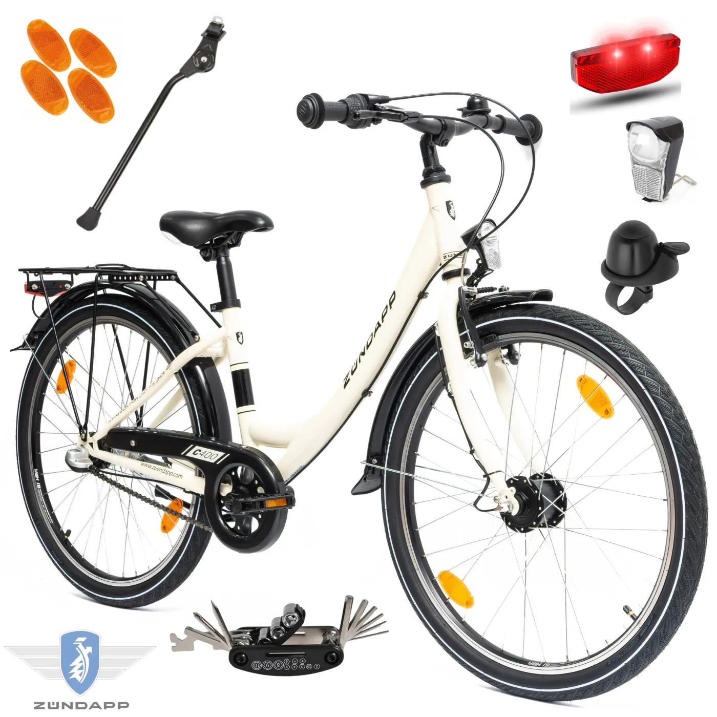 Rower Dziewczęcy Miejski 24" Junior SHIMANO Nexus Oświetlenie Dynamo Stopka