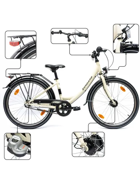 Rower Dziewczęcy Miejski 24" Junior SHIMANO Nexus Oświetlenie Dynamo Stopka