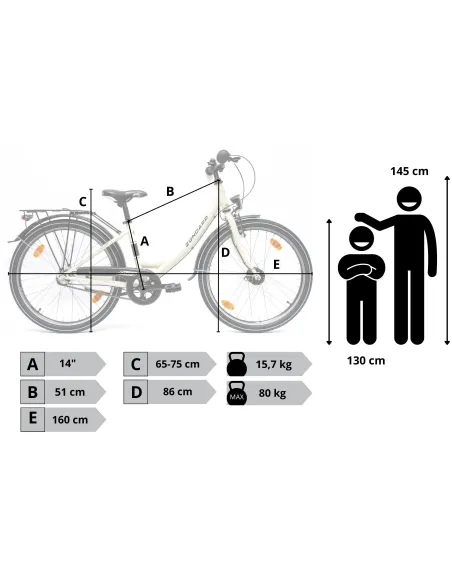 Rower Dziewczęcy Miejski 24" Junior SHIMANO Nexus Oświetlenie Dynamo Stopka