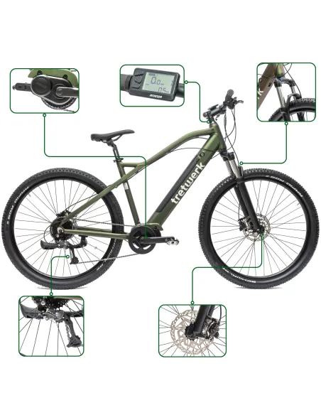 Rower Elektryczny Męski Damski Górski 29" 250W 80Nm LCD MTB SHIMANO