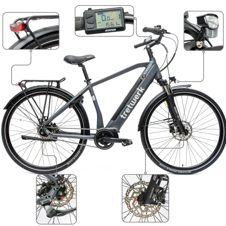 Rower Elektryczny Męski Damski Miejski 28" SHIMANO Nexus LCD 250W Aluminium