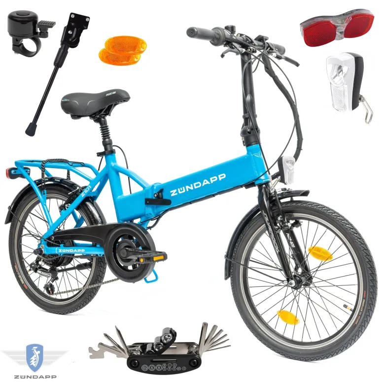 Rower Elektryczny Damski Męski Składany 20" SHIMANO 250 W Alu LED Składak