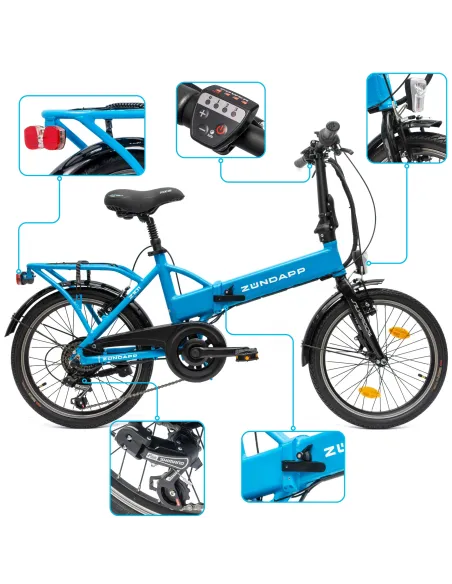 Rower Elektryczny Damski Męski Składany 20" SHIMANO 250 W Alu LED Składak