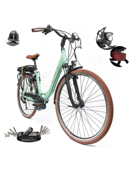 Rower Elektryczny Damski Miejski Koła 28" Shimano 250 W ALU Amory Bagażnik