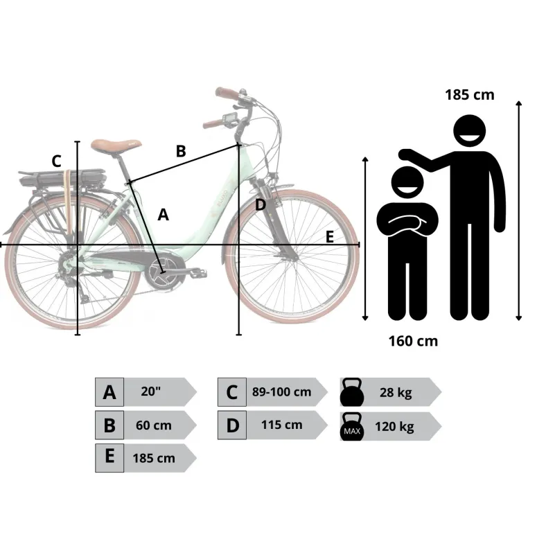 Rower Elektryczny Damski Miejski Koła 28" Shimano 250 W ALU Amory Bagażnik
