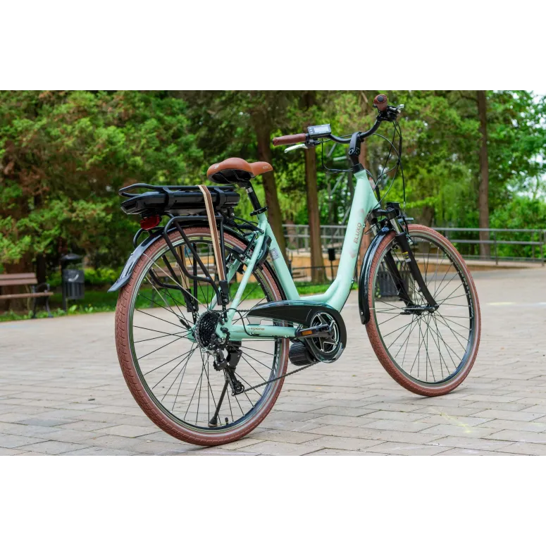Rower Elektryczny Damski Miejski Koła 28" Shimano 250 W ALU Amory Bagażnik