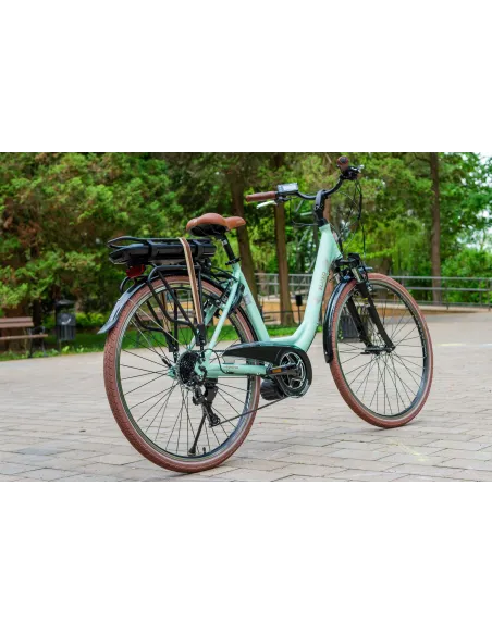 Rower Elektryczny Damski Miejski Koła 28" Shimano 250 W ALU Amory Bagażnik