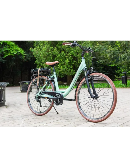 Rower Elektryczny Damski Miejski Koła 28" Shimano 250 W ALU Amory Bagażnik