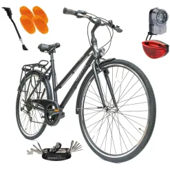 Rower Damski Miejski Koła 28 SHIMANO Lekki Bagażnik Błotniki Światła Stopka