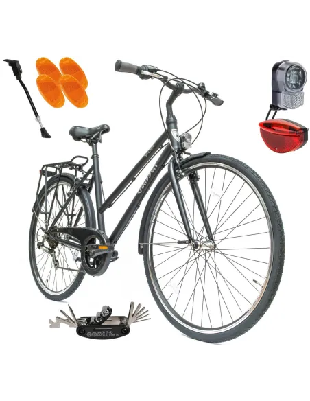 Rower Damski Miejski Koła 28 SHIMANO Lekki Bagażnik Błotniki Światła Stopka