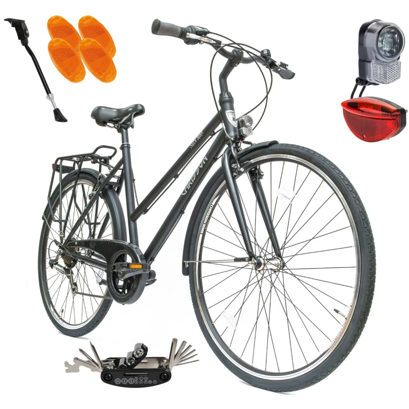 Rower Damski Miejski Koła 28 SHIMANO Lekki Bagażnik Błotniki Światła Stopka