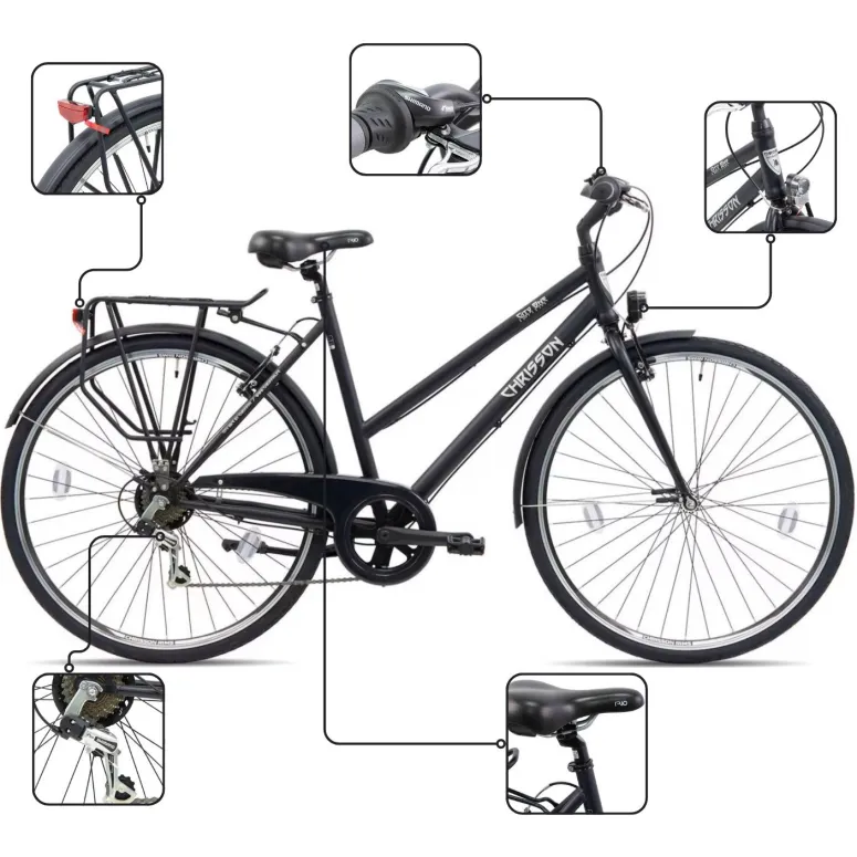 Rower Damski Miejski Koła 28 SHIMANO Lekki Bagażnik Błotniki Światła Stopka