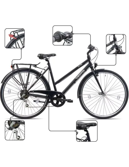 Rower Damski Miejski Koła 28 SHIMANO Lekki Bagażnik Błotniki Światła Stopka
