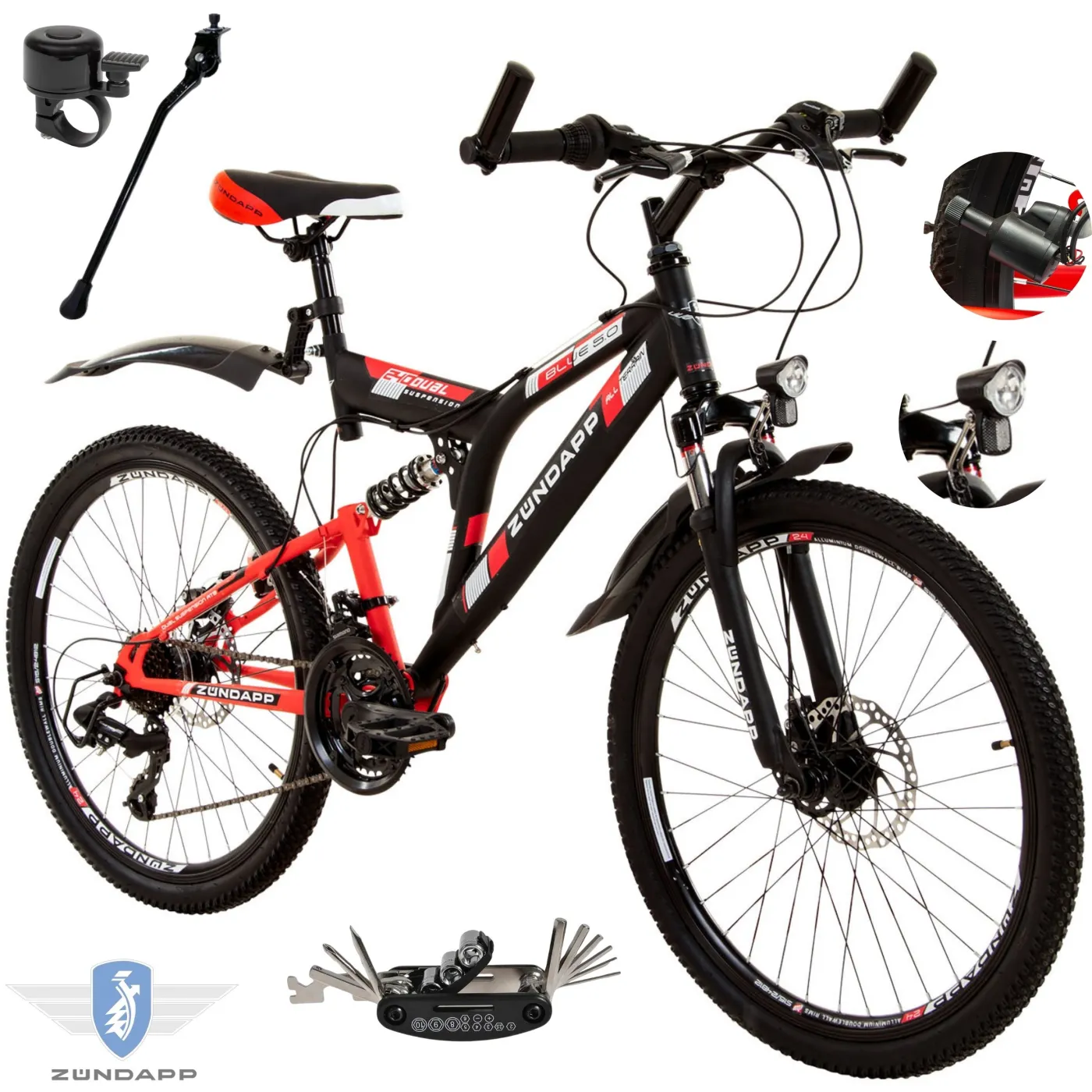 Rower Górski 24 Dziecięcy Młodzieżowy Stalowy Tarcze Stopka Dzwonek Światła