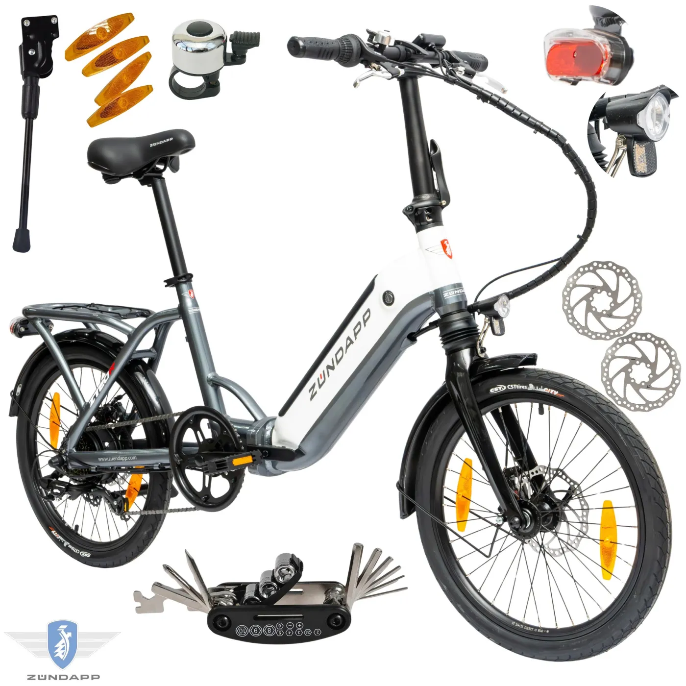 Rower Elektryczny Damski Męski Składany Koła 20" Miejski Składak 250 W LCD